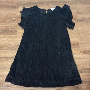 H&M Black Shimmer Ruffle Sleeve Shift Dress